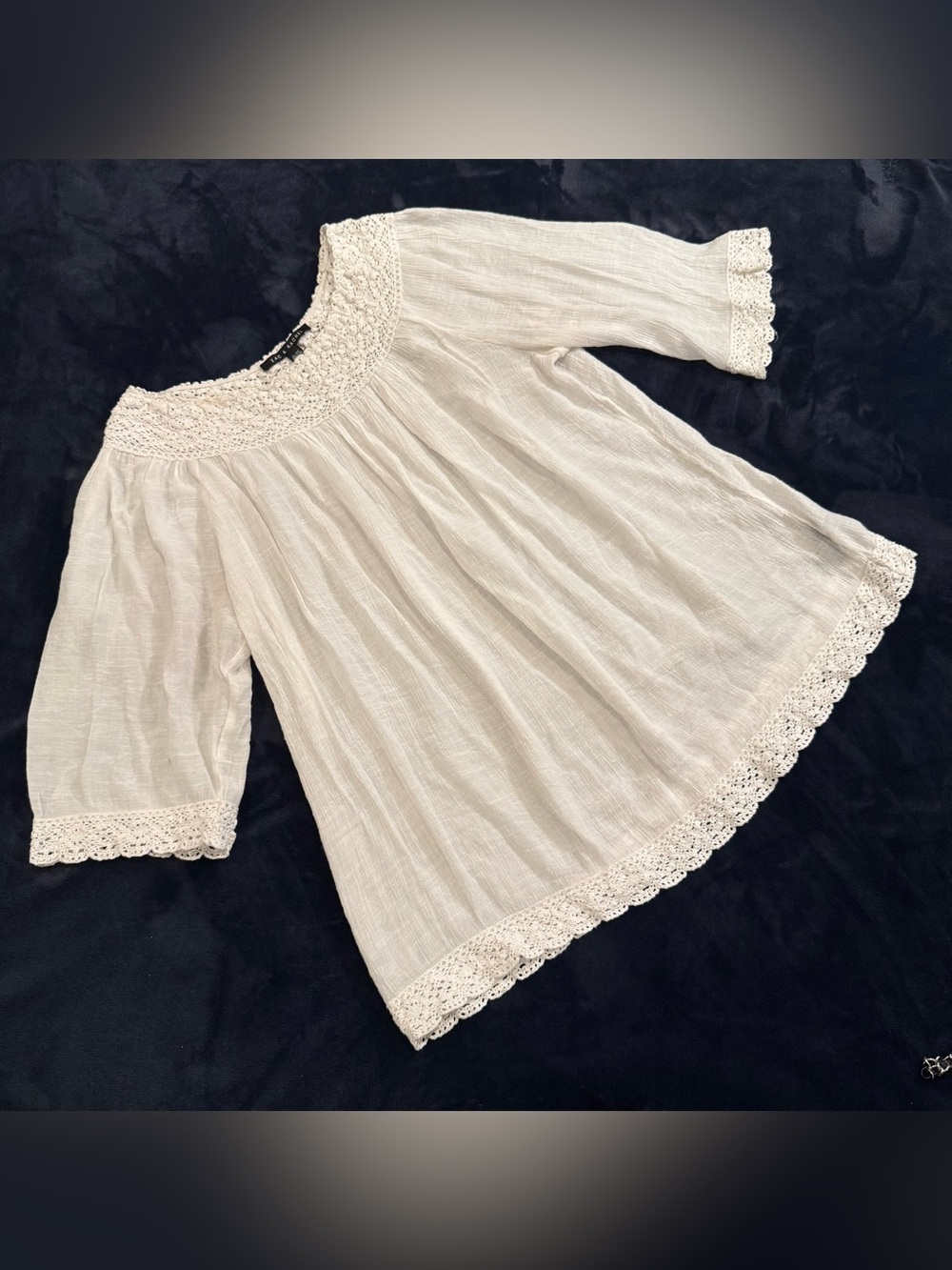 Zac & Rachel White Crochet-Trim Peasant Tunic